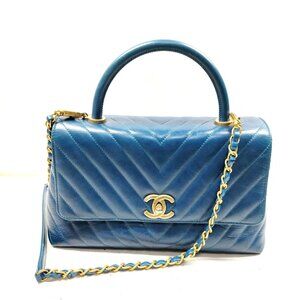 Chanel Hand Bag Blue Leather mon-3144-090425